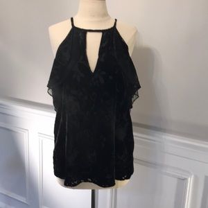 NWOT Parker Velvet Black Cold Shoulder Top Size S